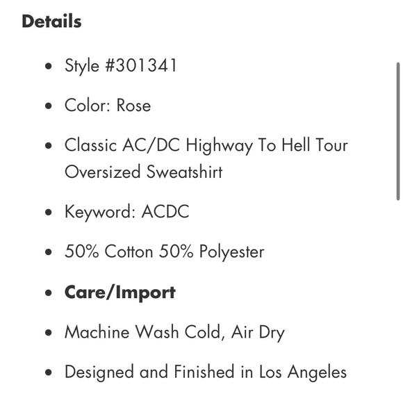 Recycled Karma AC/DC Highway To Hell Sweatshirt Pink XS - Picture 8 of 9